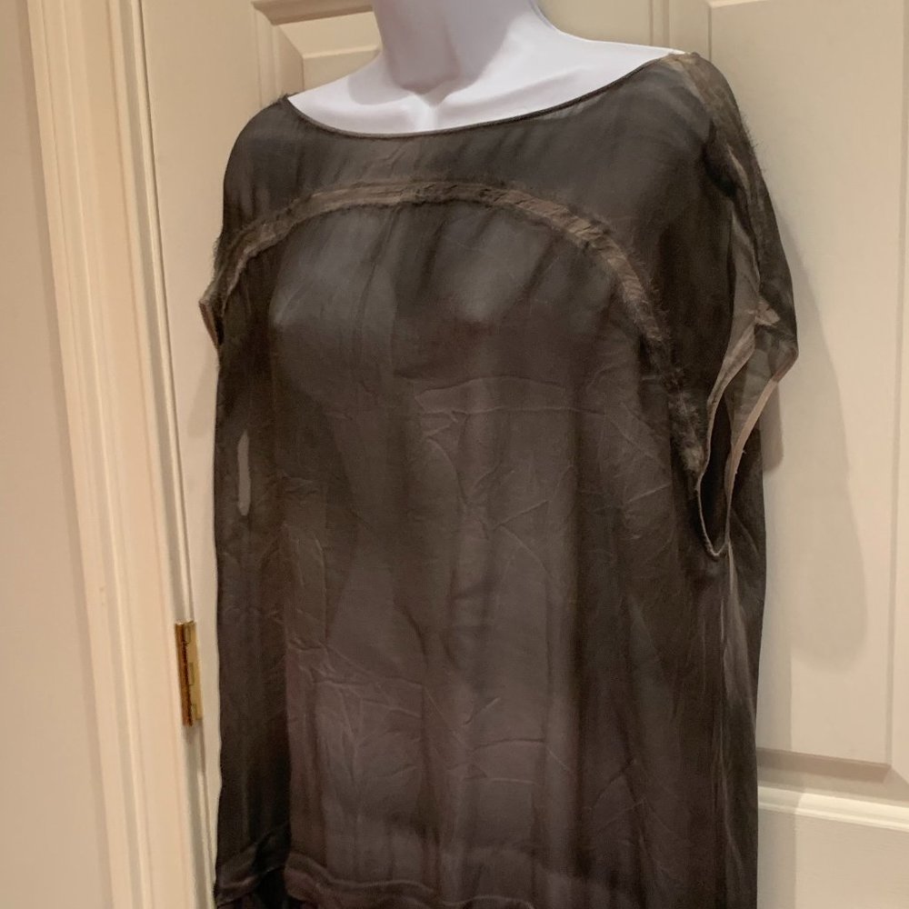All Saints Distressed Sheer Grey Tunic Dress